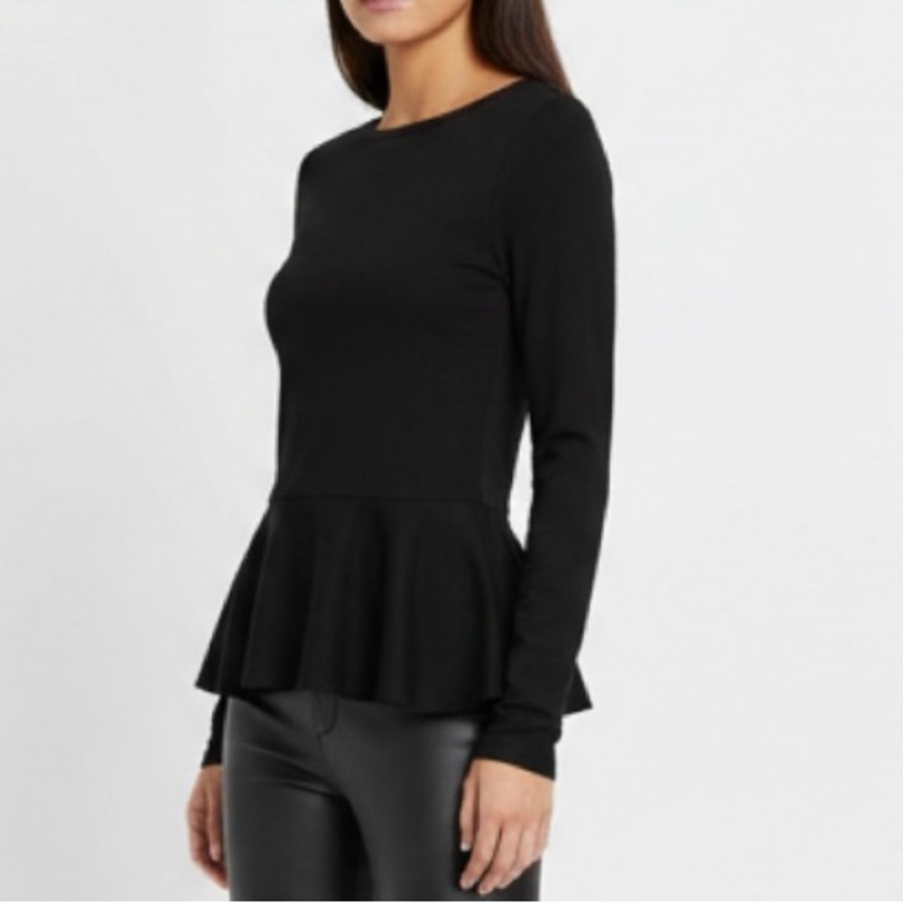 Jason Wu Black Long Sleeve Peplum Blouse Size small